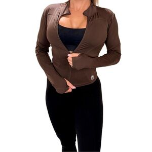 Women's Brown Zip-Front Active Jacket